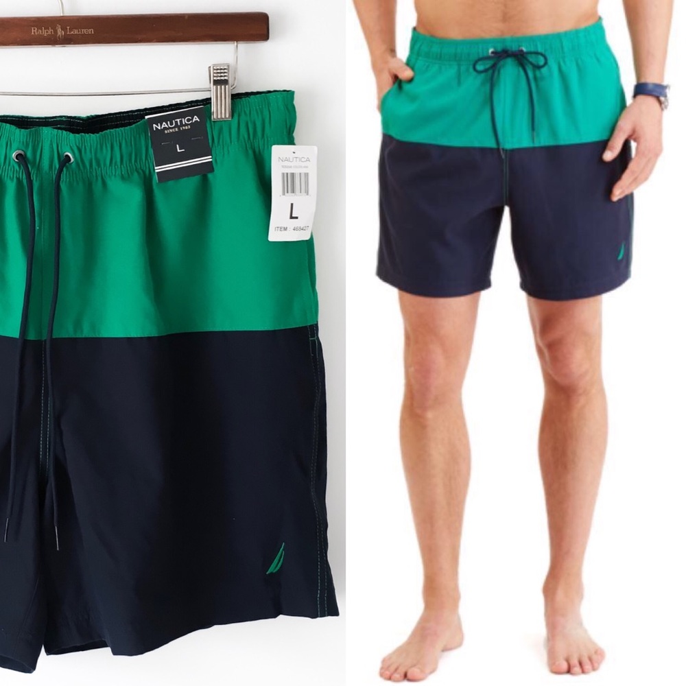 NEW Nautica Volley Swim Colorblock Shorts - Picture 1 of 8